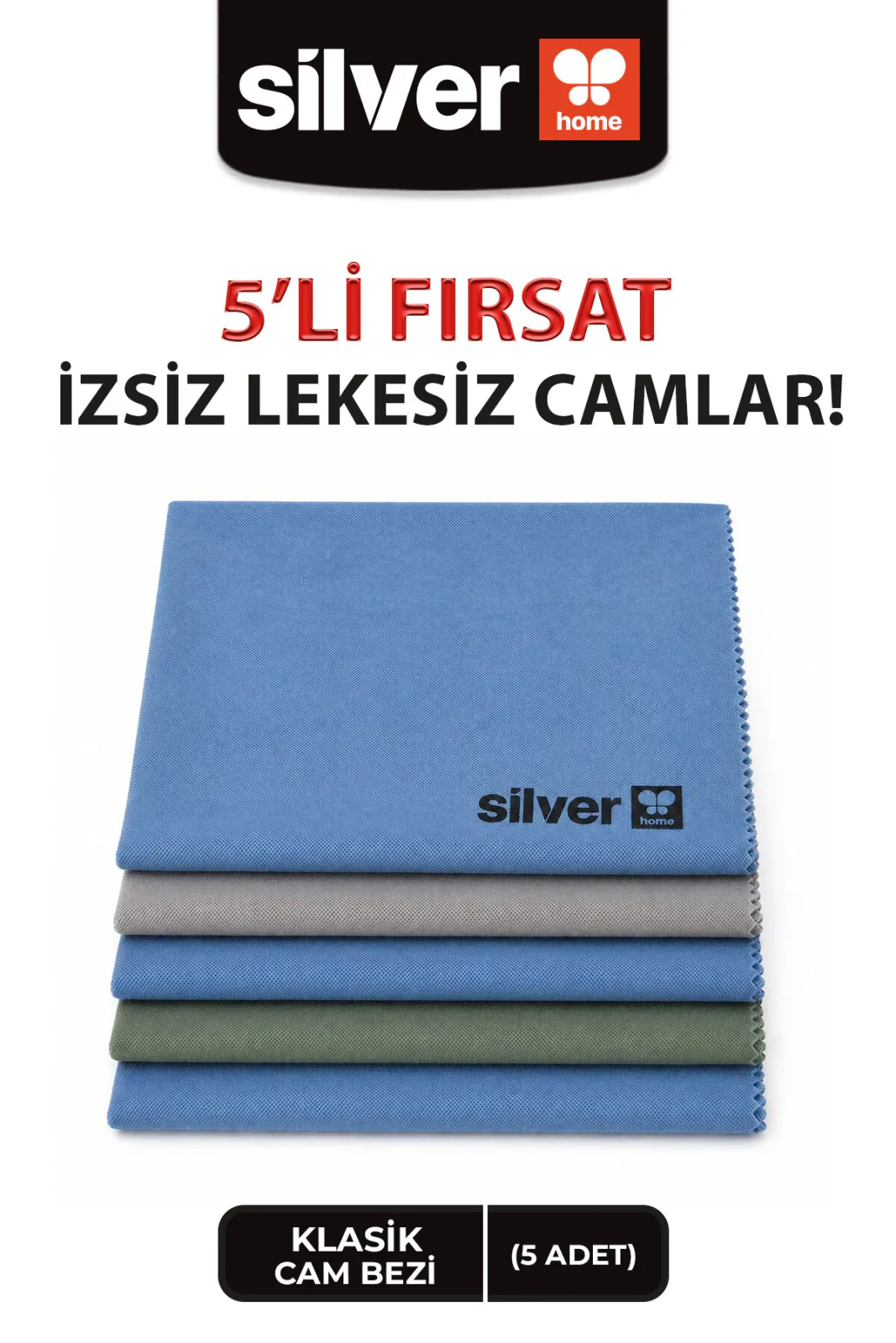 Mikrofiber 5'li 40x50cm Klasik Cam Bezi