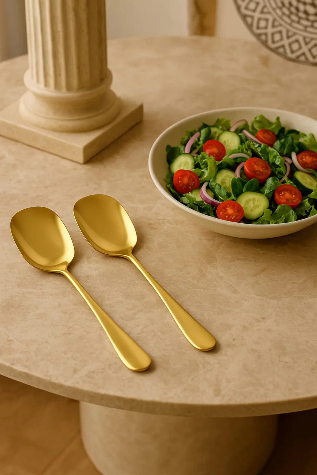Paslanmaz Gold Çelik Lüx Servis Salata Kaşığı