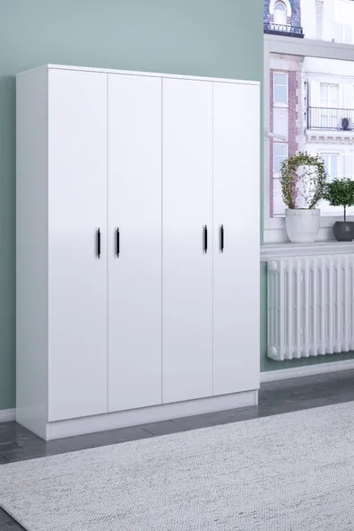 ABETE 4 Kapılı Gardırop - Beyaz