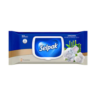 Selpak Organik Bambu Özlü & Pamuk Özlü Islak Mendil 50'li