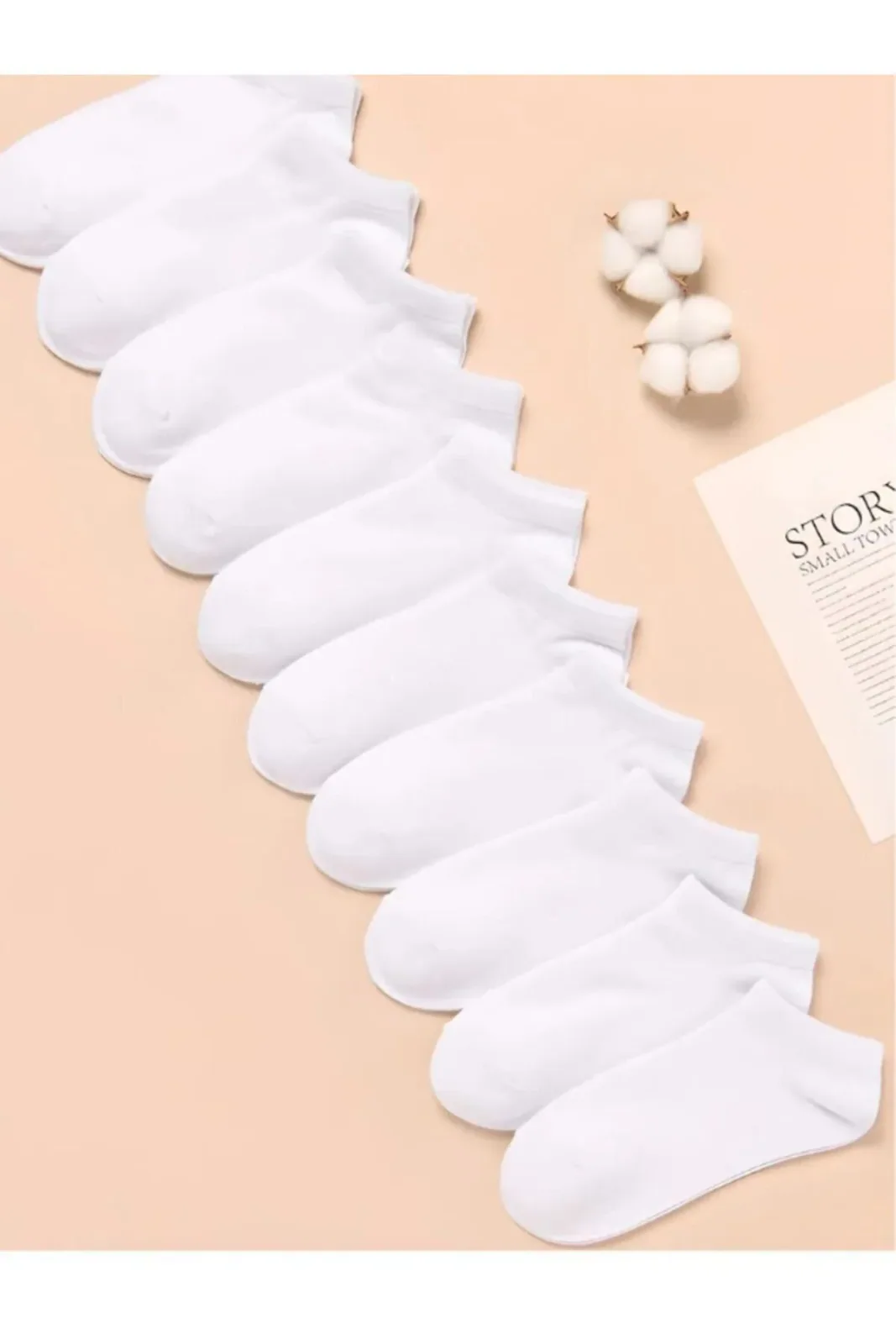 10 Çift Ekonomik Paket Patik Çorap Beyaz