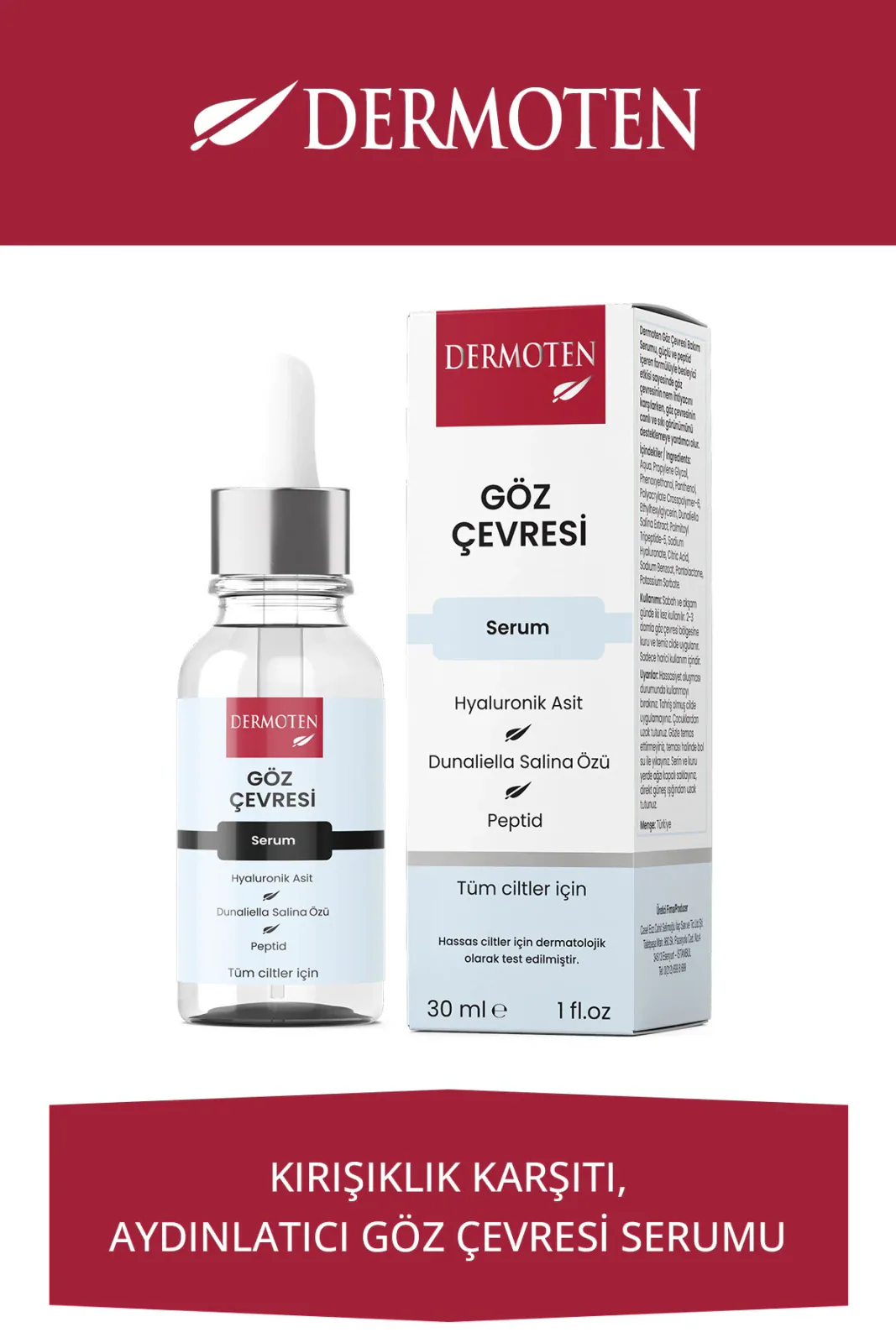 Göz Altı Hyaluronik Asit Gözenek Sıkılaştırıcı Serum 30 ml