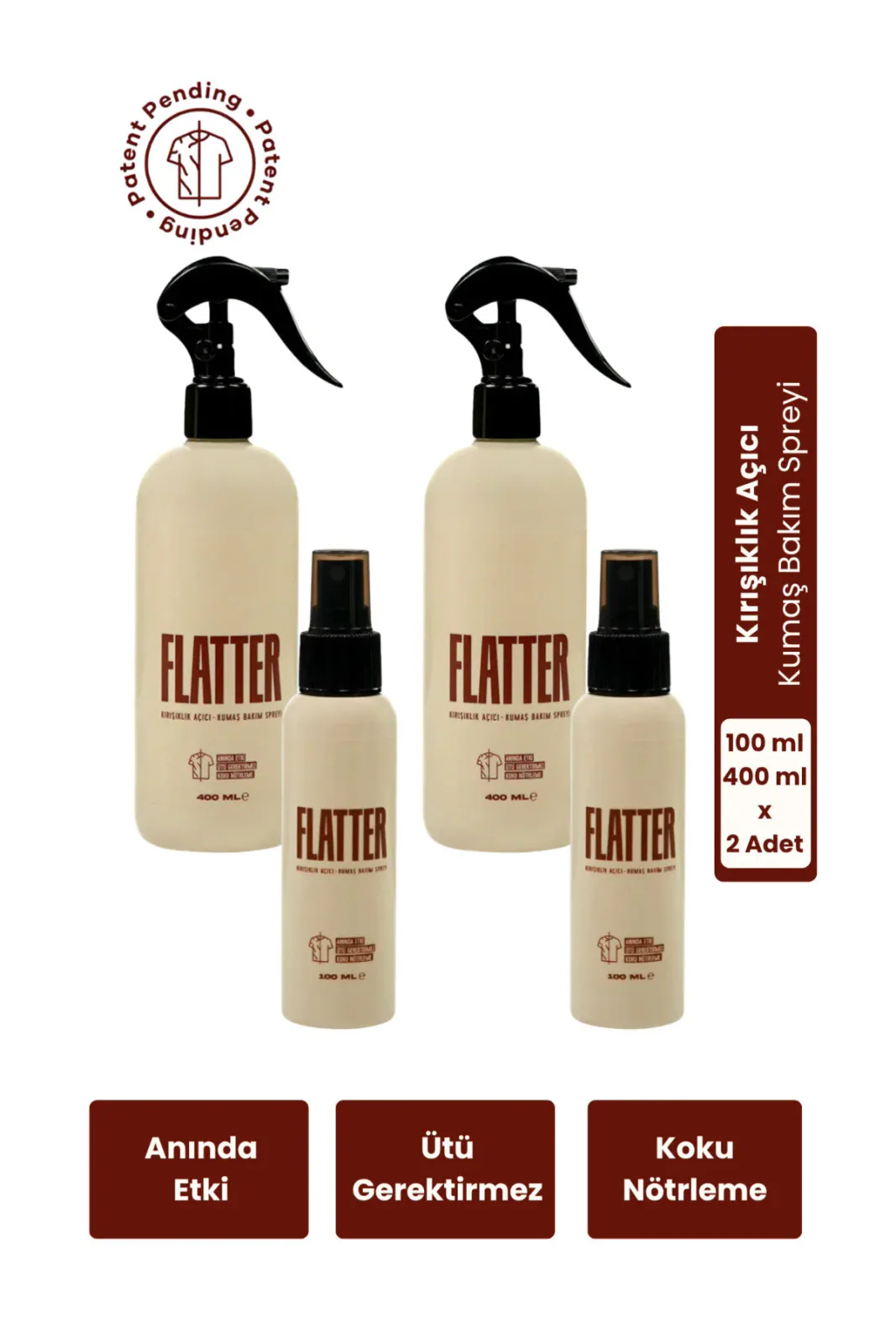 Kırışıklık Açıcı & Kumaş Bakım Spreyi 400ml + 100ml x2