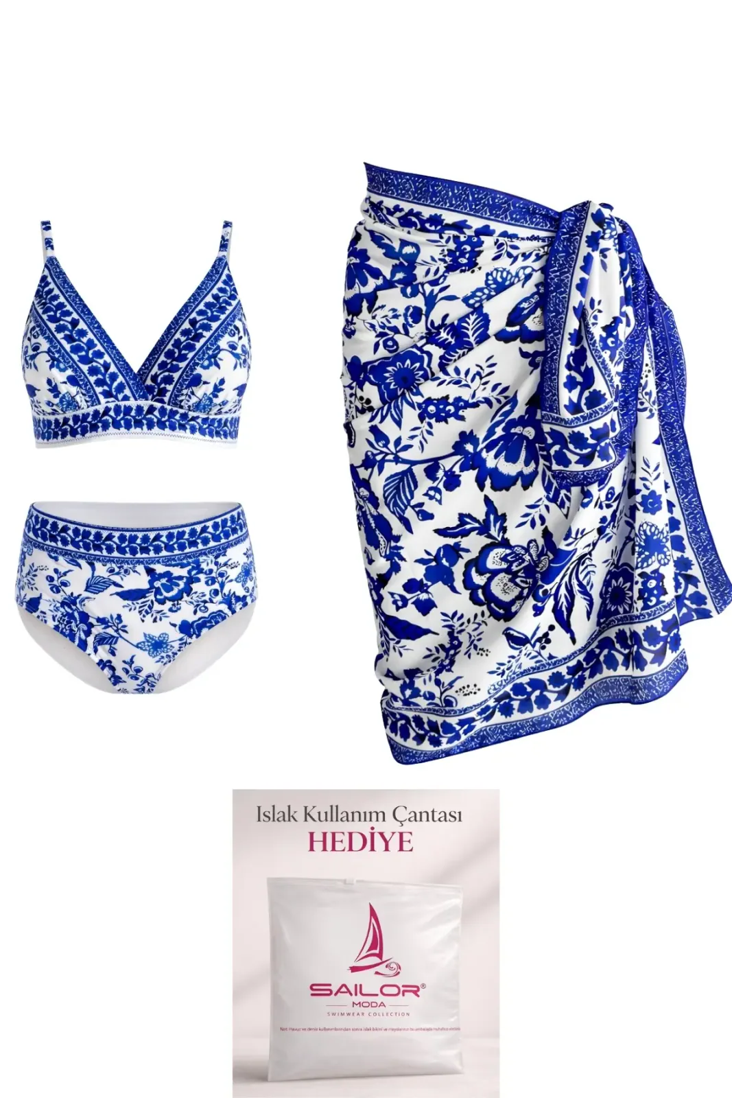 V Yaka Pareolu Bikini Takım