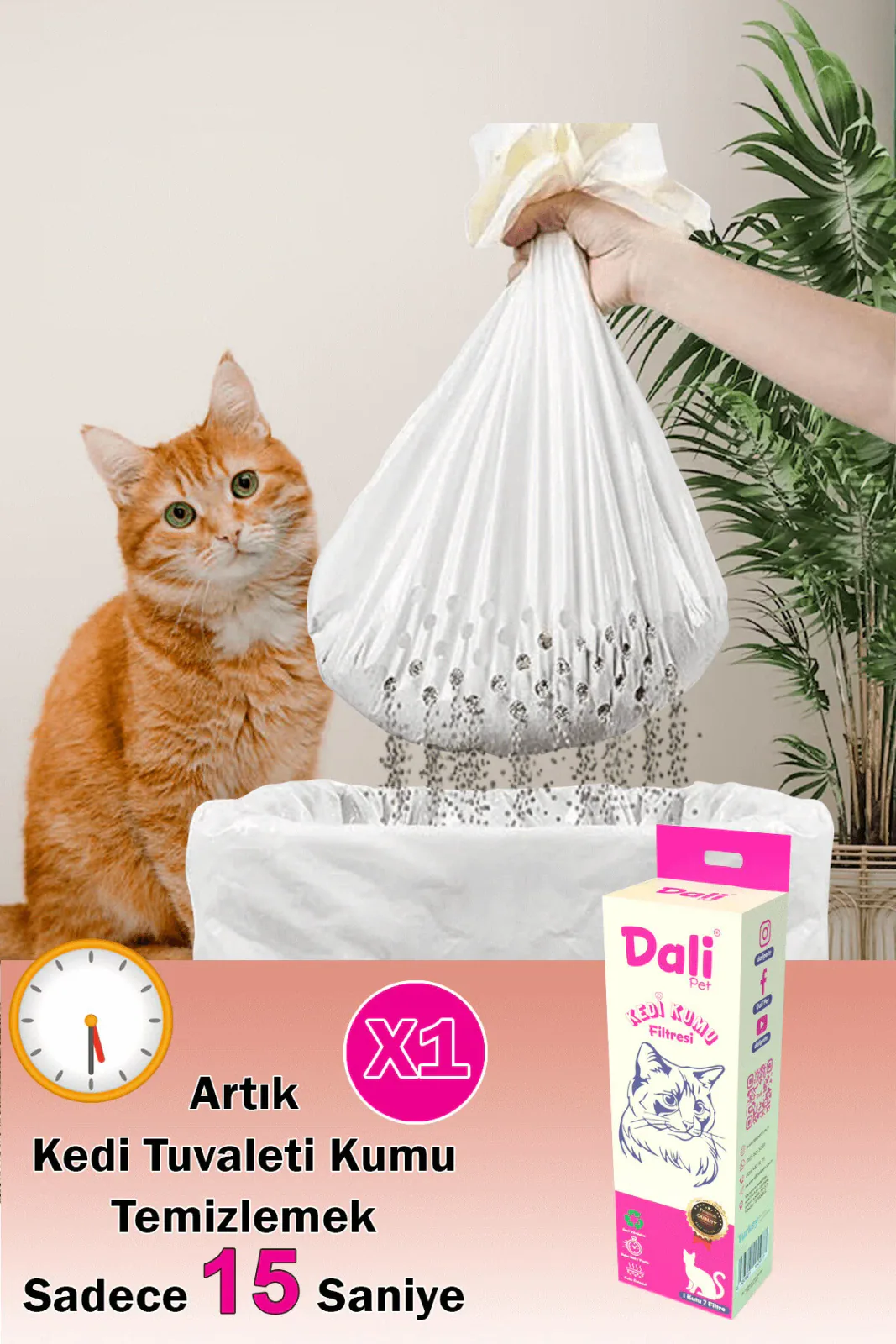Kedi Kumu Temizleme Elekli Filtre 1 Kutu 78x69 Cm