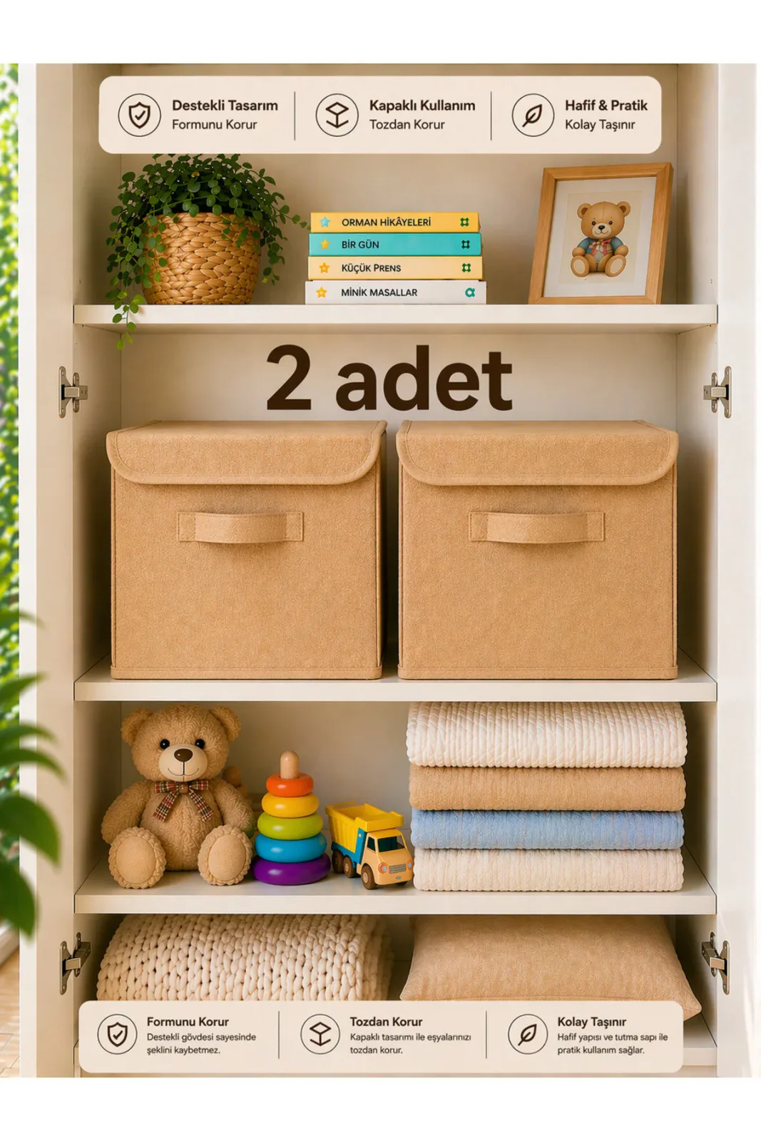 Kapaklı Saklama Kutusu 30x30x30 cm (2 Adet)