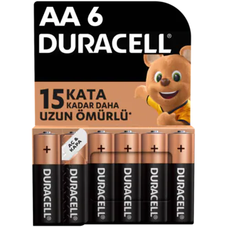 Duracell Alkalin AA Kalem Pil 1,5 V 6'lı Paket