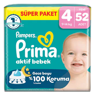 Prima Aktif Bebek Süper Paket 4 Beden 52'li