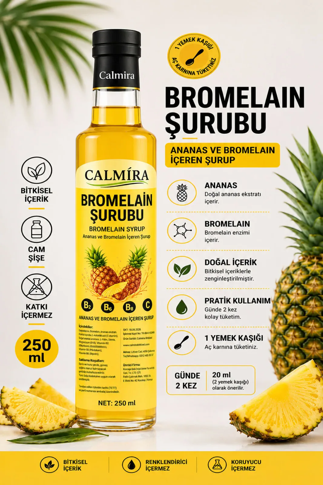 Bromelain Ananas İçeren Detox Şurubu 250 ml