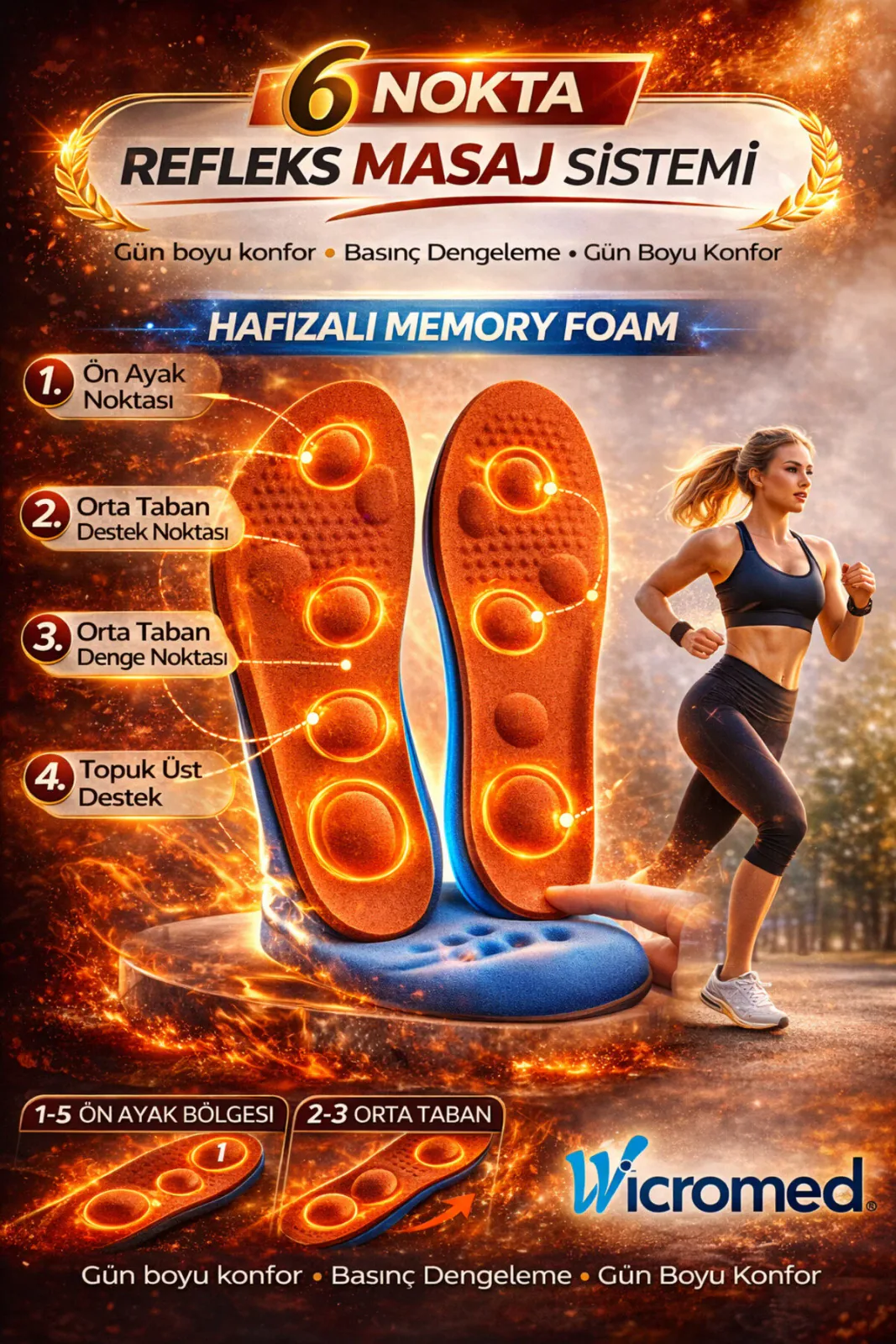 Memory Foam Şok Emici Topuk Destekli Tabanlık