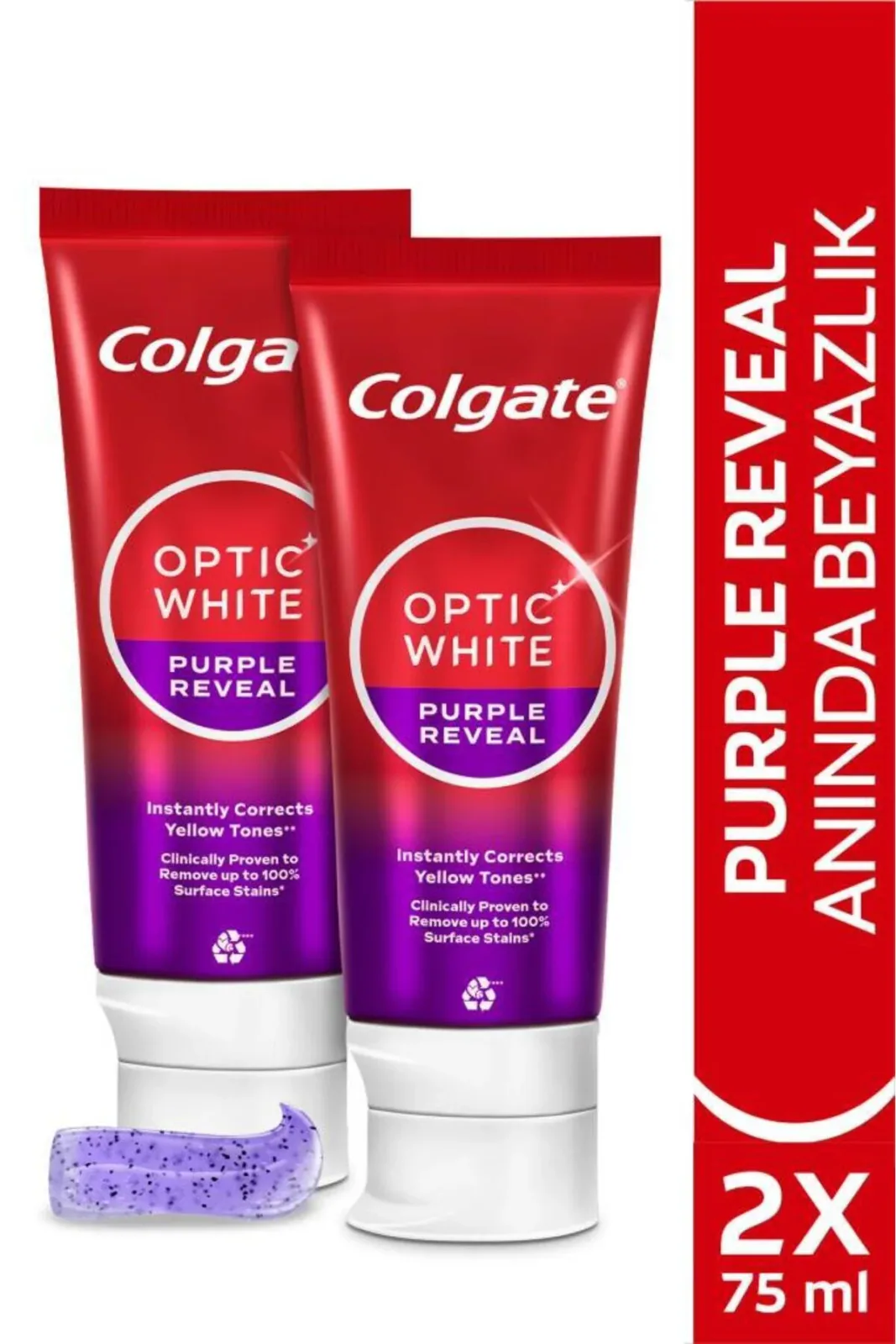 Optic White Purple Reveal Beyazlatıcı Diş Macunu 75 ml x2