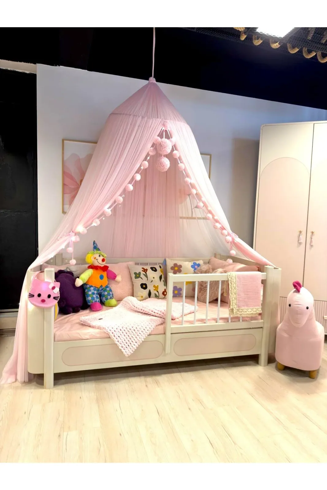 STQUEEN PLUS TÜL CİBİNLİK ŞEKER PEMBE 5 mt mini led ışıklı