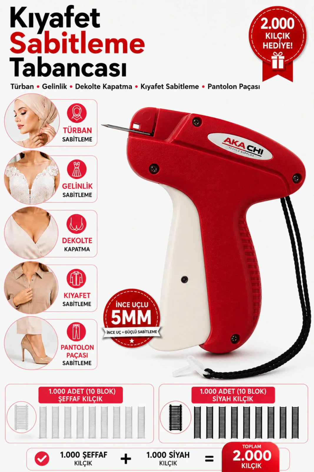 Fine Kılçık Etiket Tabancası 5 mm İnce Uç