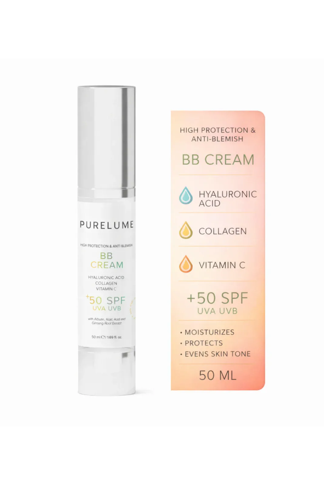 Purelume BB Krem Cilt Tonu Eşitleyici 50+ Spf Güneş Koruyucu 50 ml