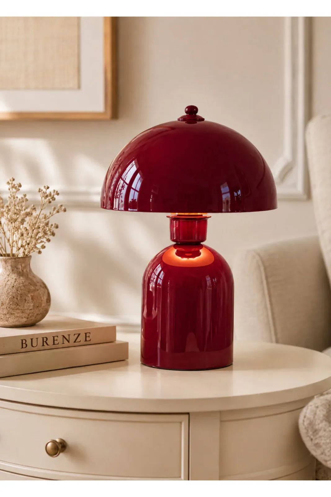 Cherry Rouge Abajur Bordo Vişne Renk Metal Gövde