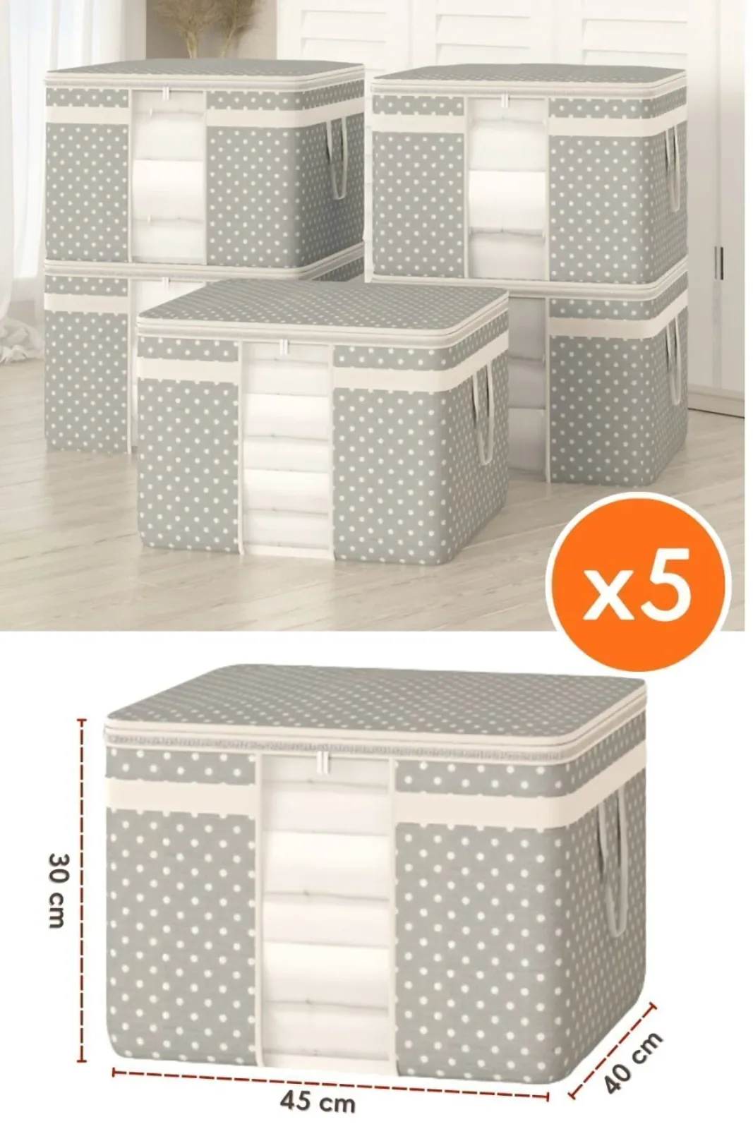 Puantiyeli 5 Adet Pencereli Kazak Hurcu - 45*40*30 cm