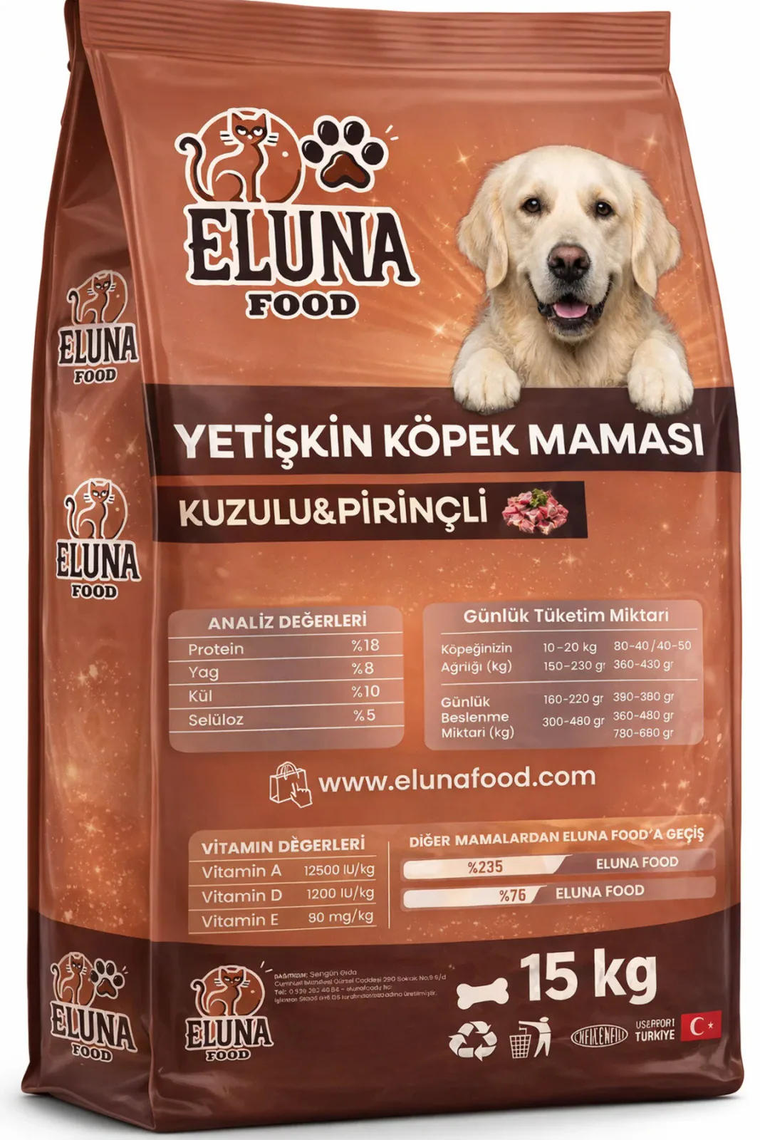 Kuzulu Pirinçli Yetişkin Köpek Maması 15 Kg
