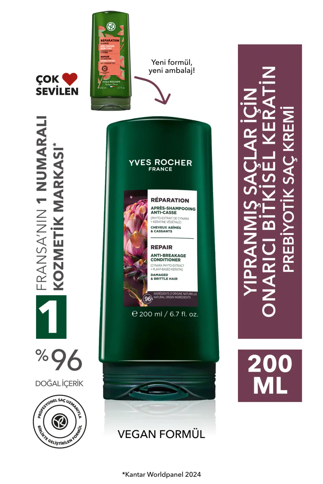Onarıcı Prebiyotik Saç Kremi - Yıpranmış Saçlar - 200ml