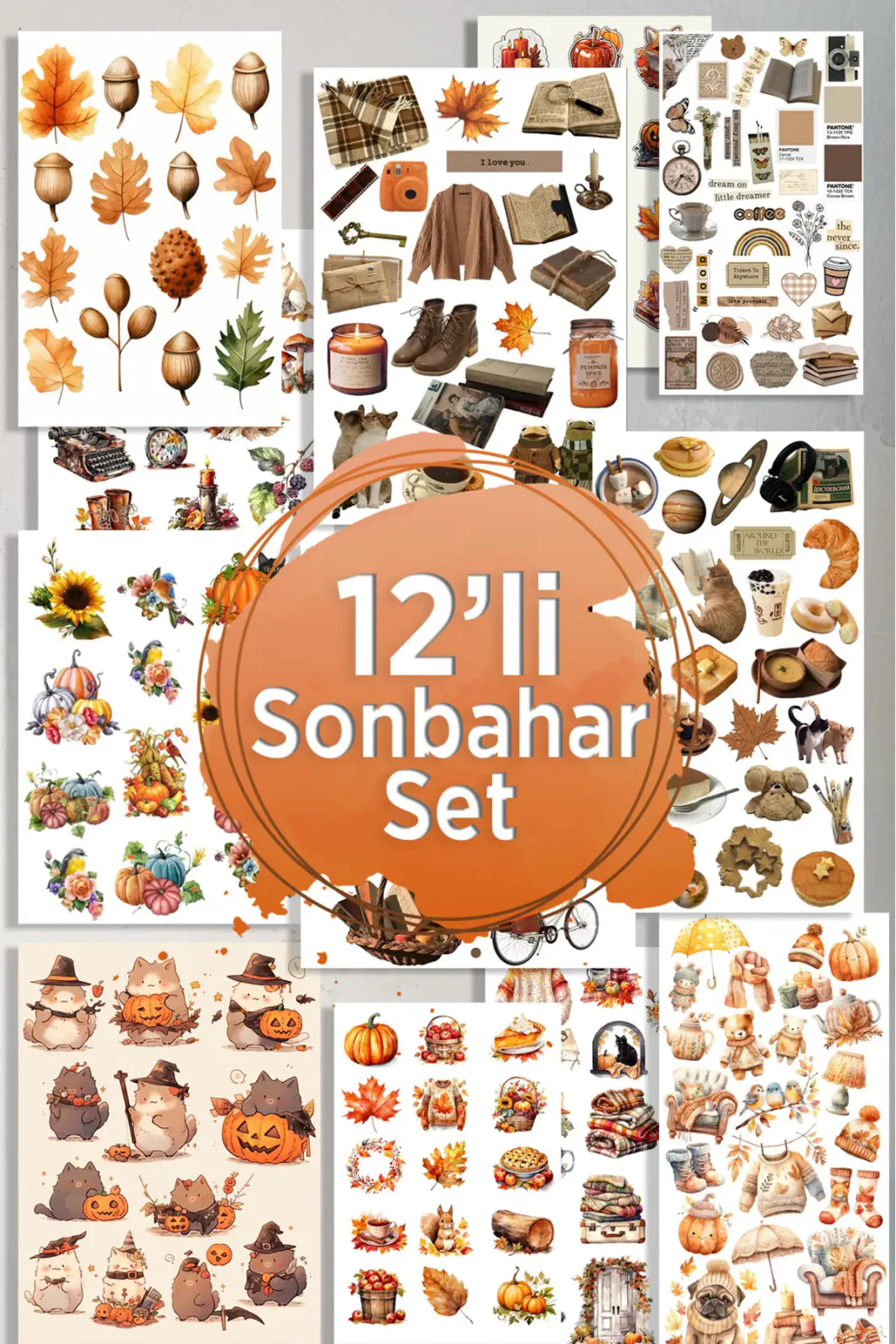 12'li Süper Autumn Temalı Sticker Planner Seti