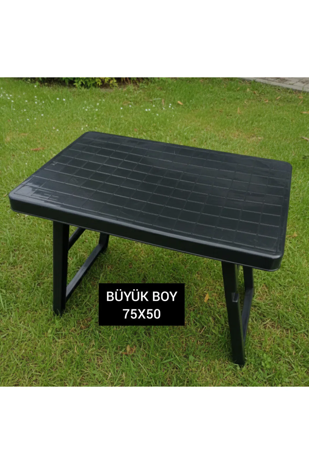 Büyük Boy 75x50 Siyah Portatif Plastik Katlanabilir Kamp Piknik Sehpası
