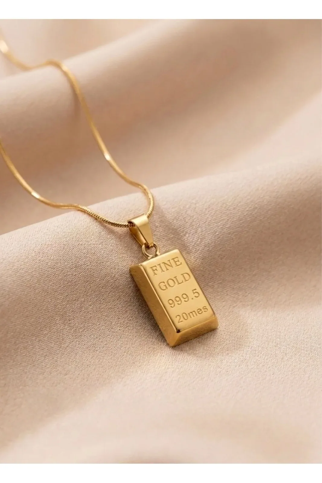 316L Paslanmaz Çelik Gold Külçe Kolye