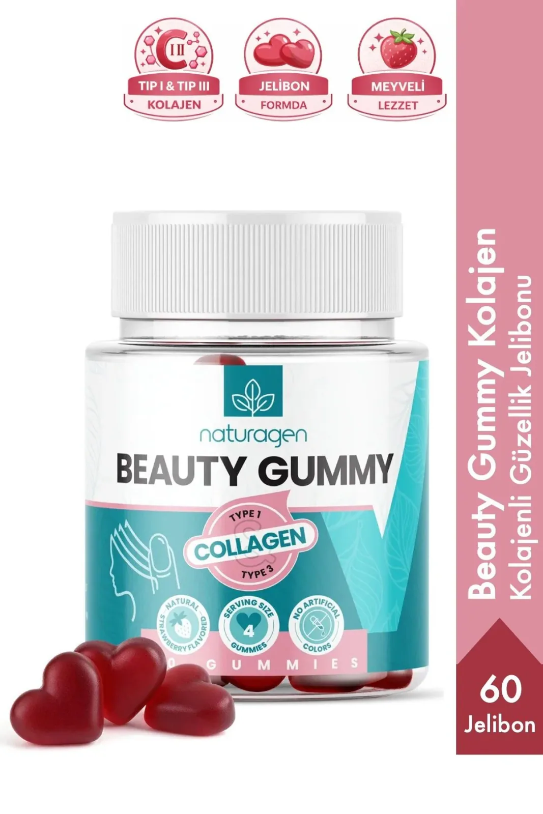 Beauty Gummy Tip 1 & 3 Kolajen 60 Adet Jelibon Form