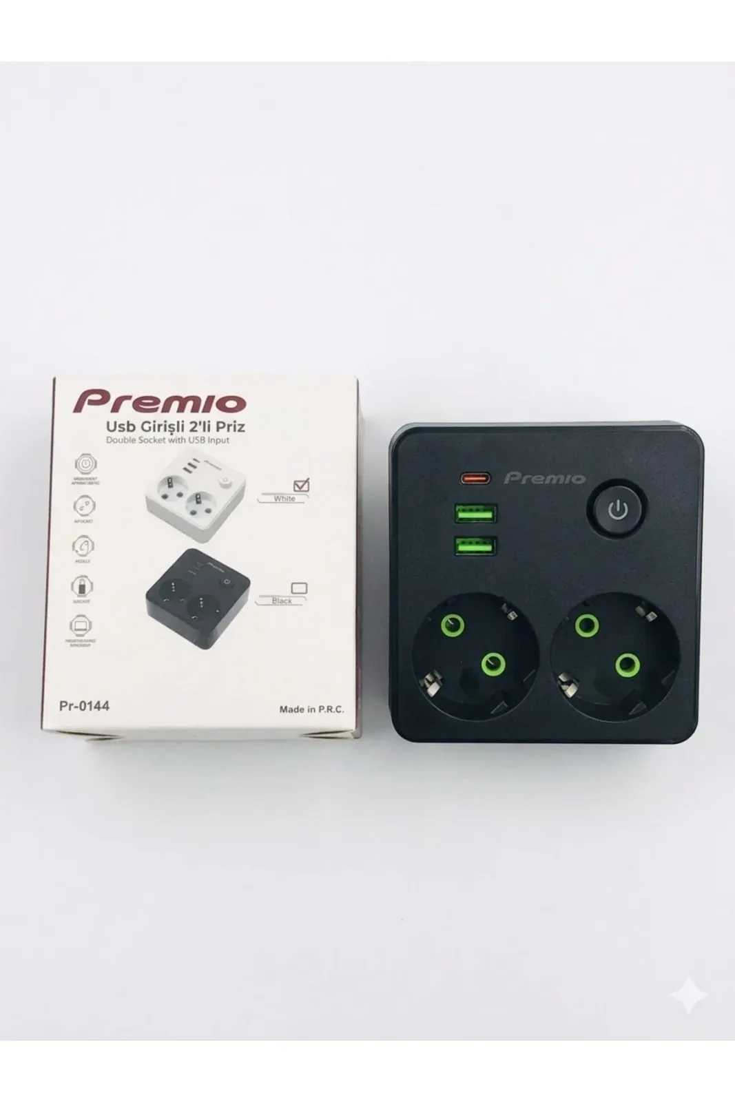 2 Prizli 2 USB + 1 Type-C Kısa Devre Akım Korumalı Priz
