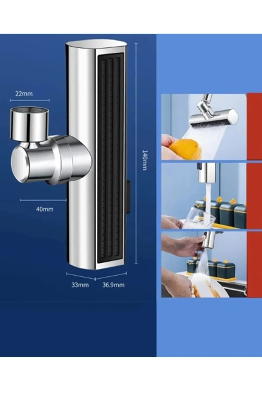 Krom Tasarruflu 4 Modlu Şelale Musluk Başlığı