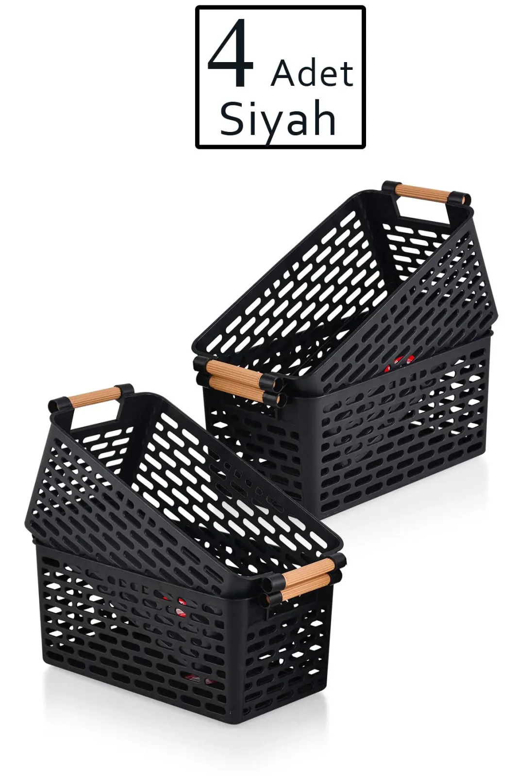 4 Adet Çok Amaçlı Plastik Organizer Sepet