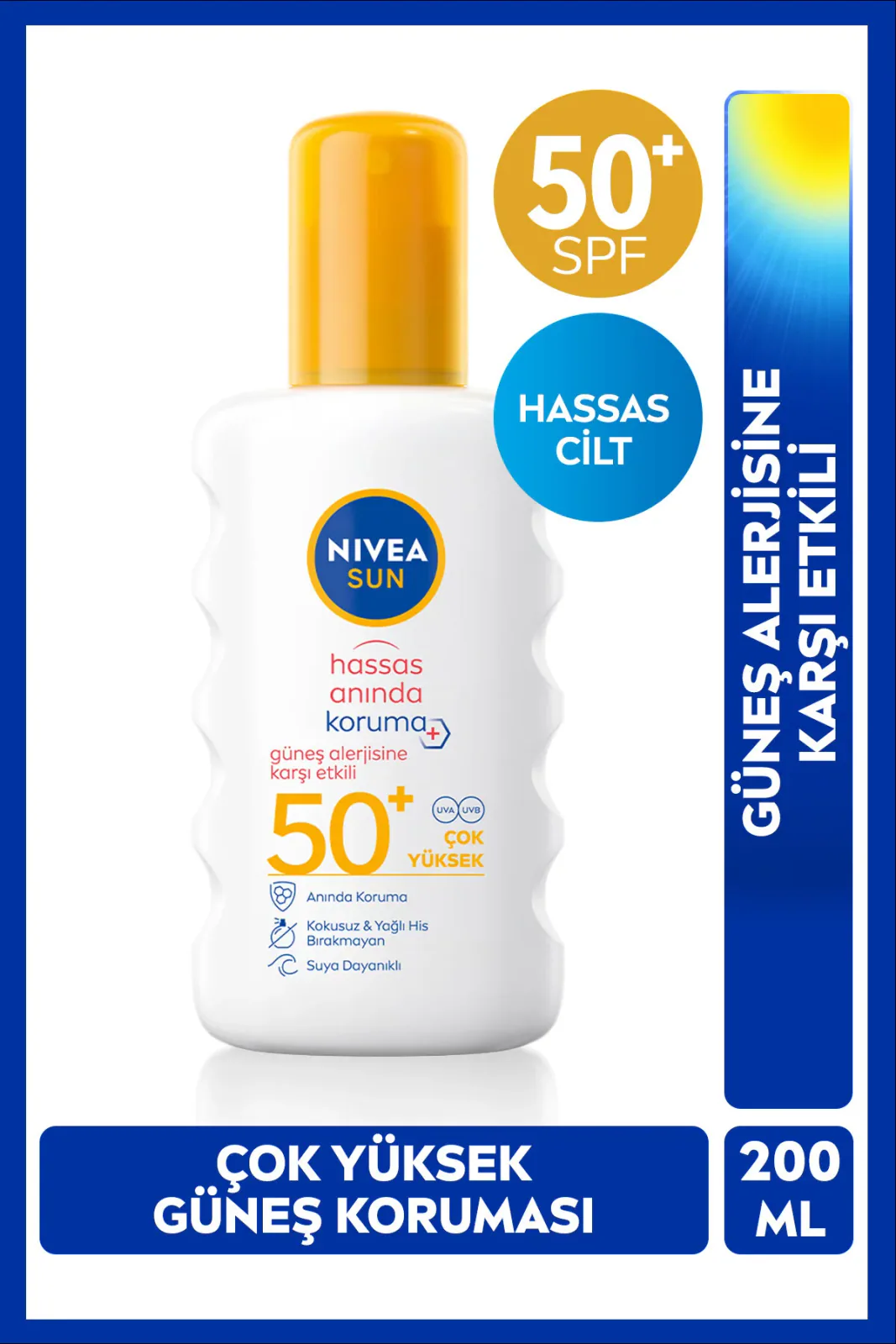 Nivea Sun SPF50+ Hassas Ciltler İçin Güneş Koruyucu Sprey 200ml