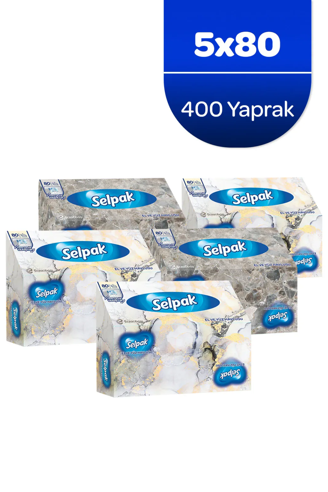 El Ve Yüz Havlusu Kutulu Mermer Desen 5*80 Yaprak