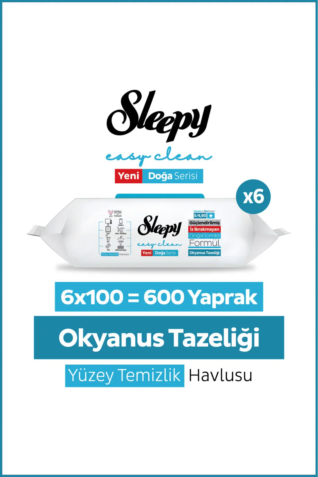 Ocean Yüzey Temizlik Havlusu Mendili Okyanus Tazeliği 6x100