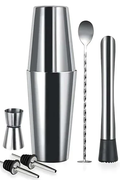 Vosco 6 Parça Avantajlı Kokteyl Set Boston Shaker (750ml)