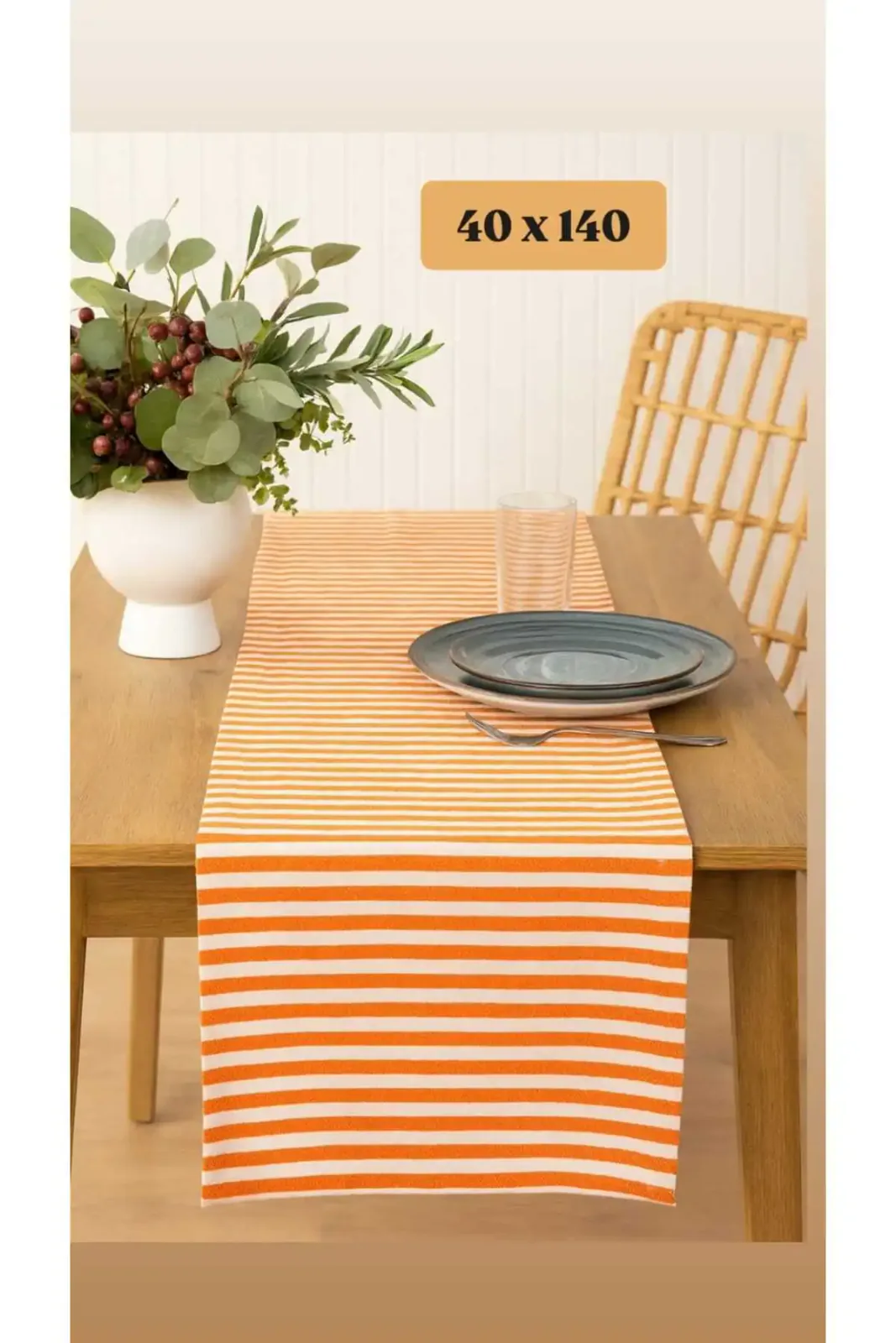 Organik Pamuk Keten Runner 40x140