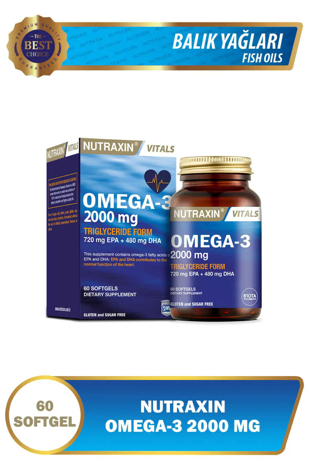 Omega 3 2000 Mg 60 Softjel - Balık Yağı, EPA 720, DHA 480 Mg
