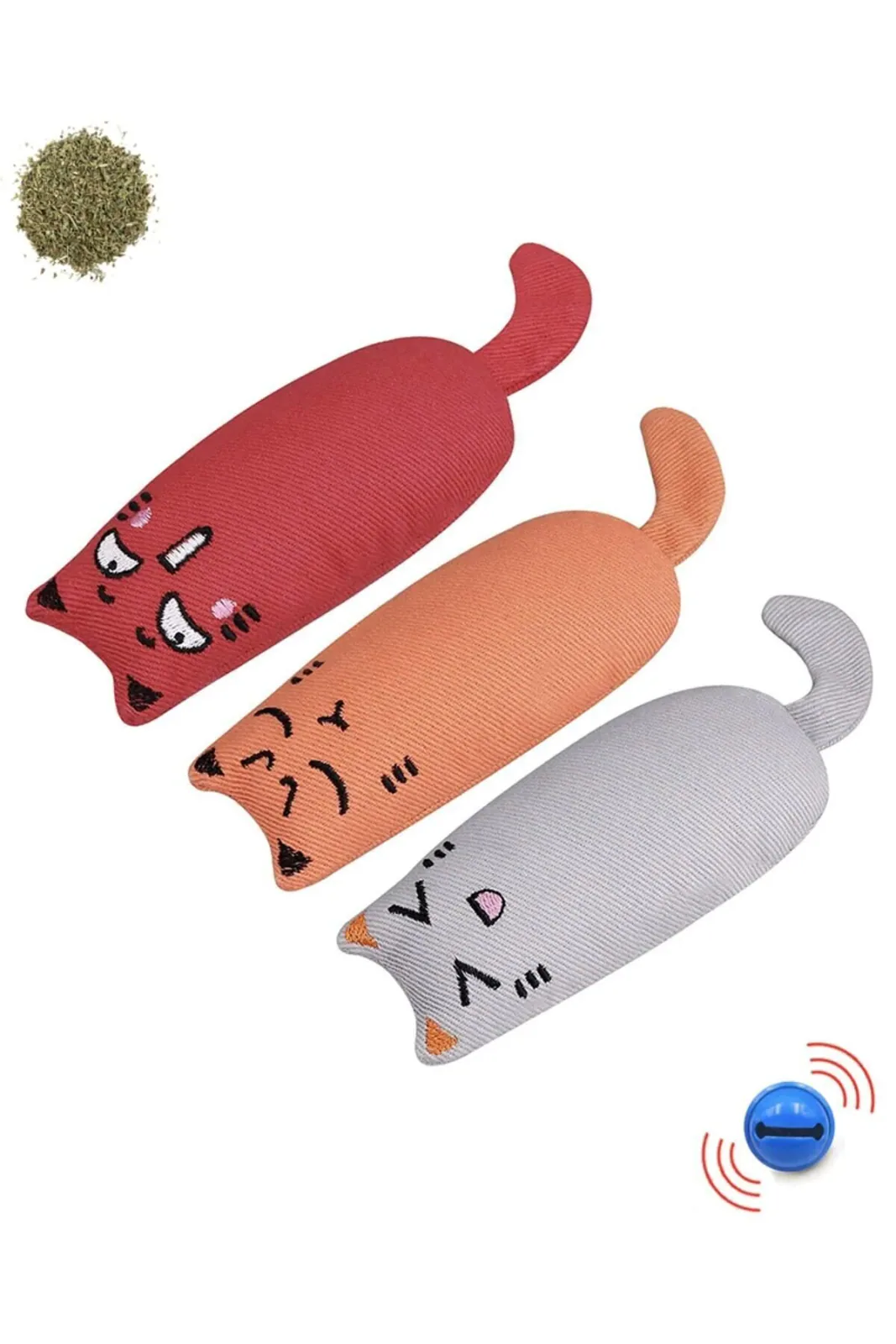3'lü Çıngıraklı Kedi Otlu Kedi Oyuncağı