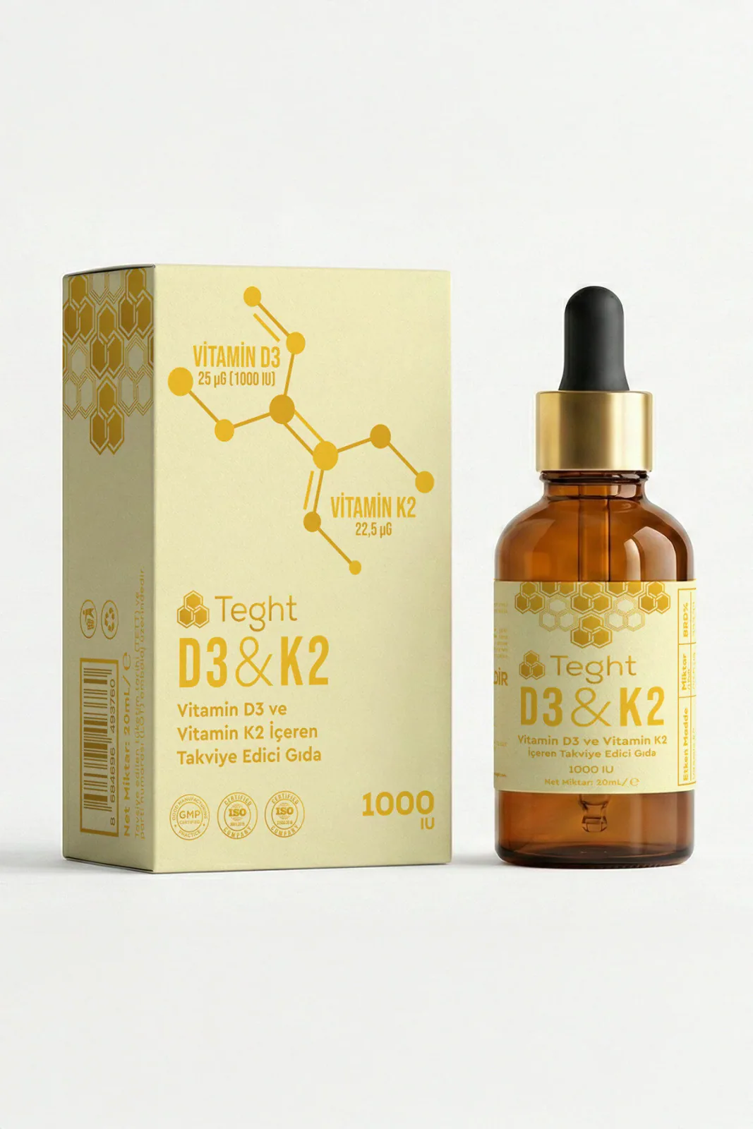 Vitamin D3 & K2 Sprey | Zeytinyağı Bazlı 1000 IU D3 ve K2 Vitamini | 20 ml