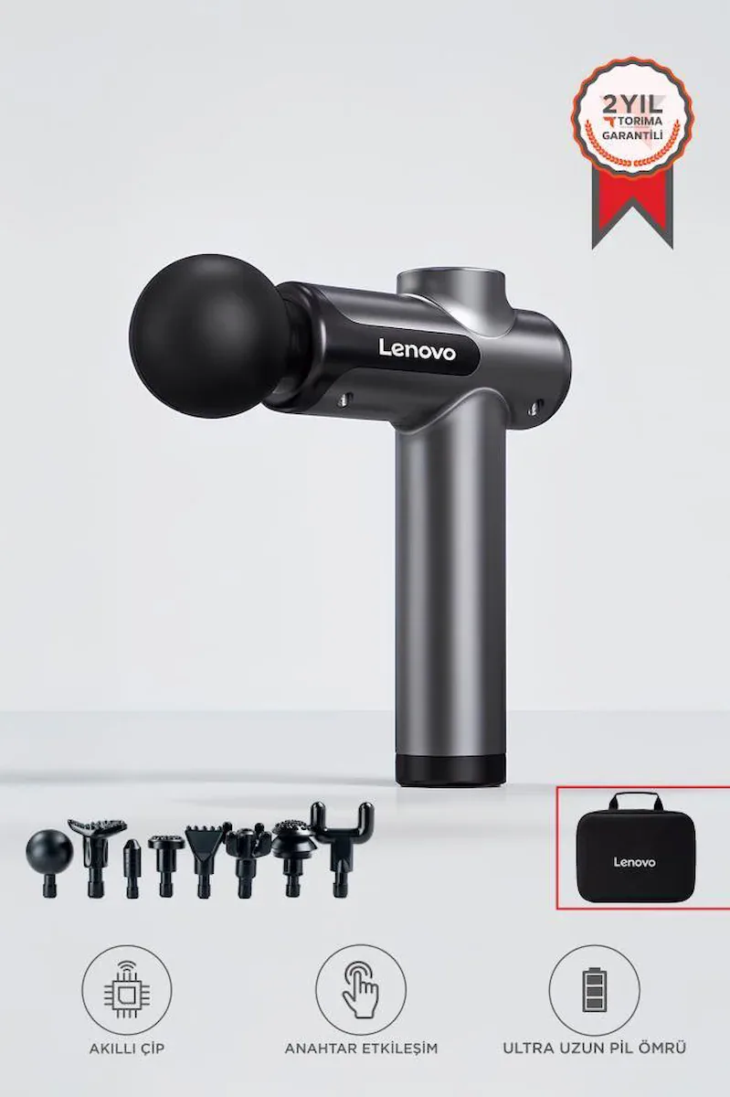 Lenovo N3 Gri Darbeli Titreşimli Masaj Tabancası