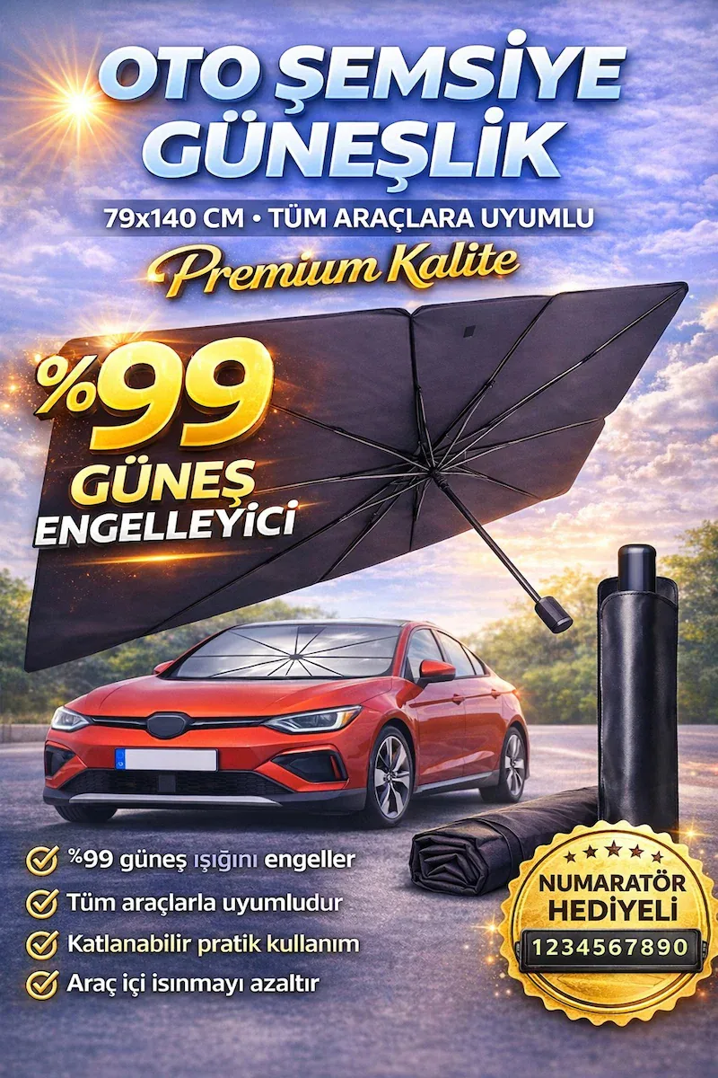 79x14 cm Oto Şemsiye Güneşlik Tüm Araçlara Uyumlu
