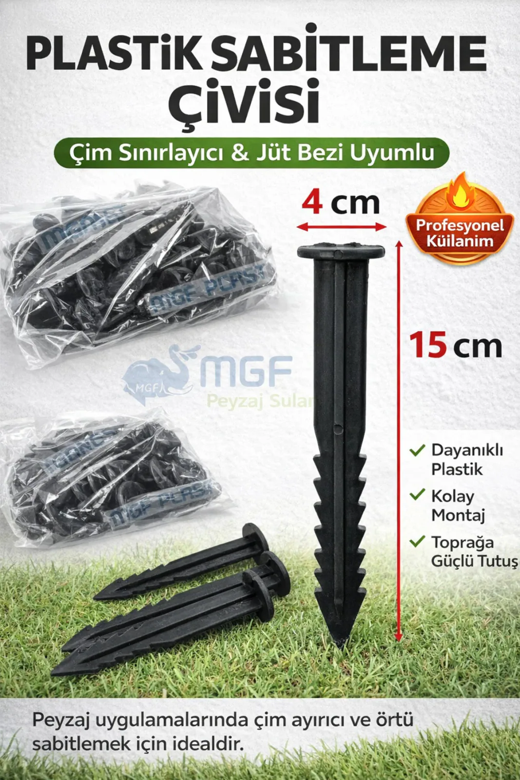 MGF 100 Adet 15cm Çim Ayırıcı Kazığı