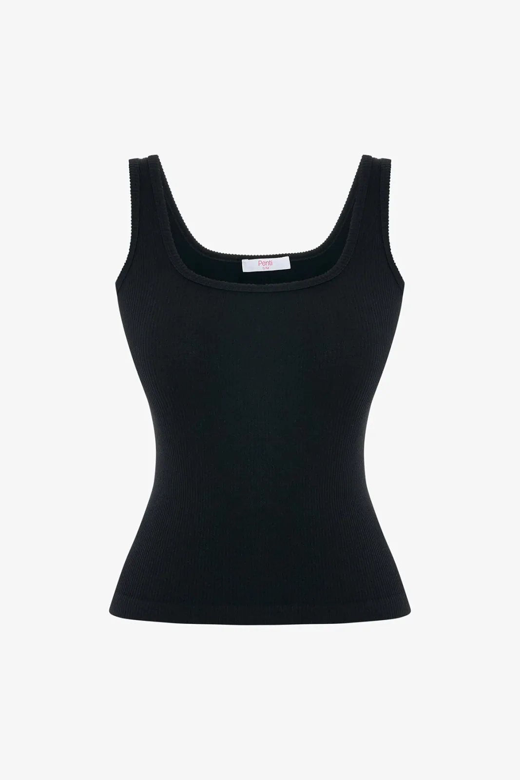 Siyah Dikişsiz Kare Yaka Slim Fit Atlet