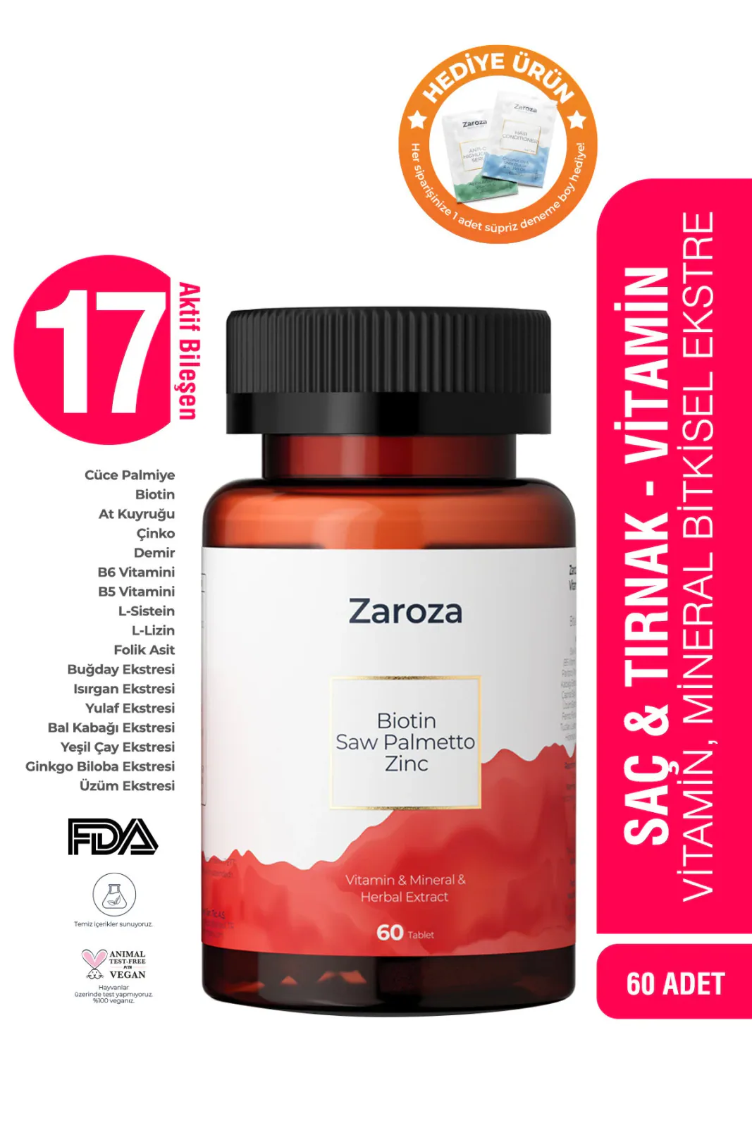 Saç & Tırnak Vitamin-Mineral Bitkisel Ekstre 60 Tablet
