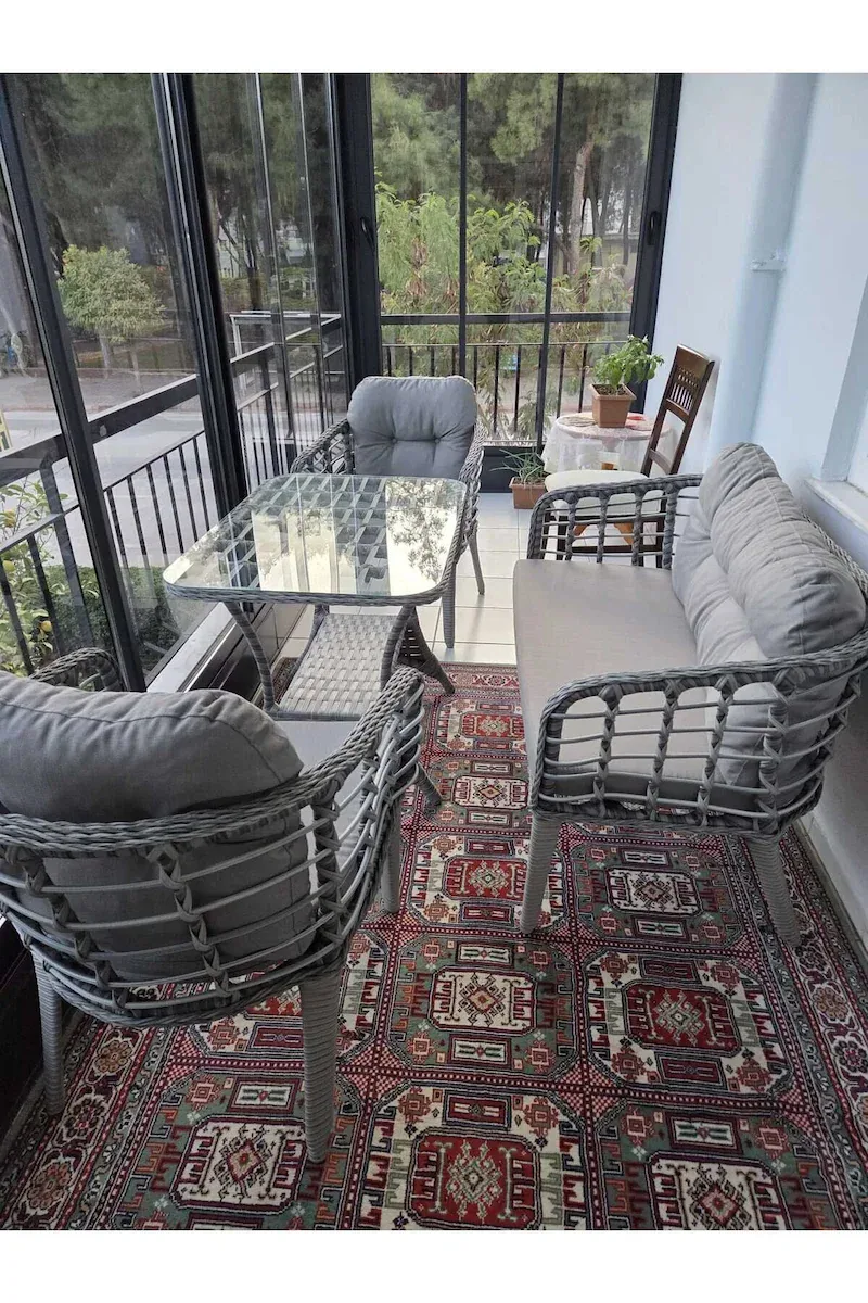 Kartepe Galvaniz Boru Rattan Bahçe Takımı