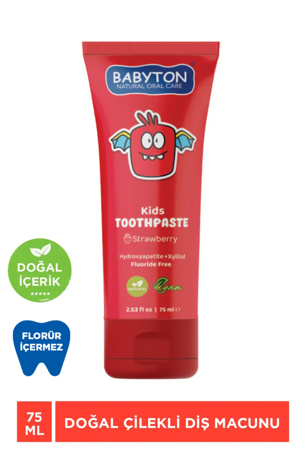 Doğal Çilek Diş Macunu Florürsüz 75 ml