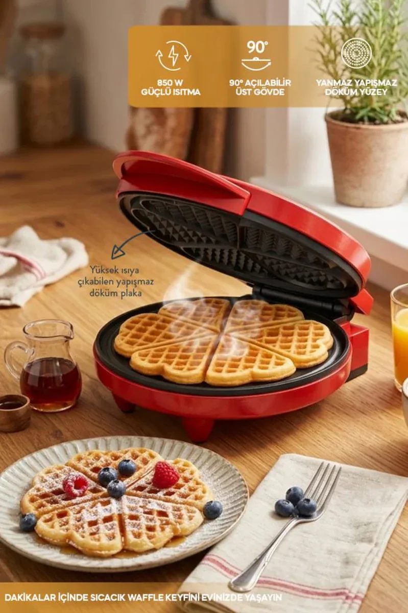 Sinbo SSM-2595 Waffle Makinesi 850W Kırmızı