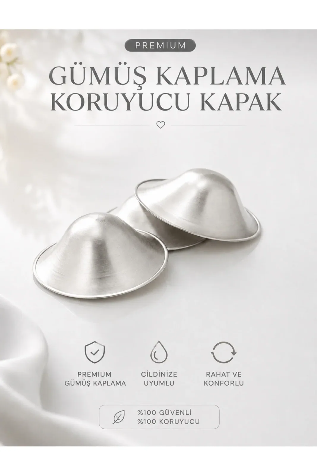 Gümüş Kaplama Göğüs Ucu Koruyucu Kapak