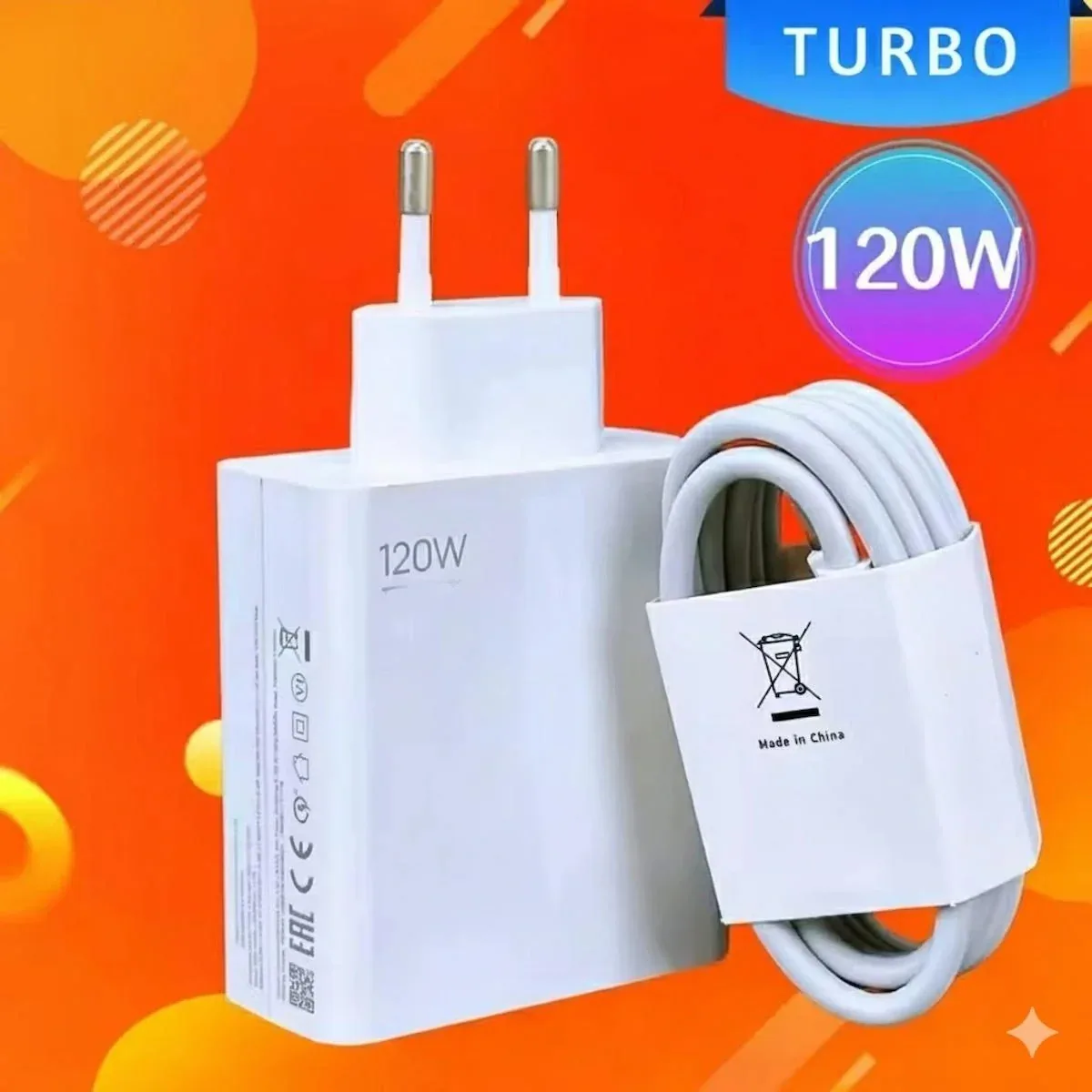 120 Watt Turbo Hızlı Şarj Aleti ve Kablo Seti