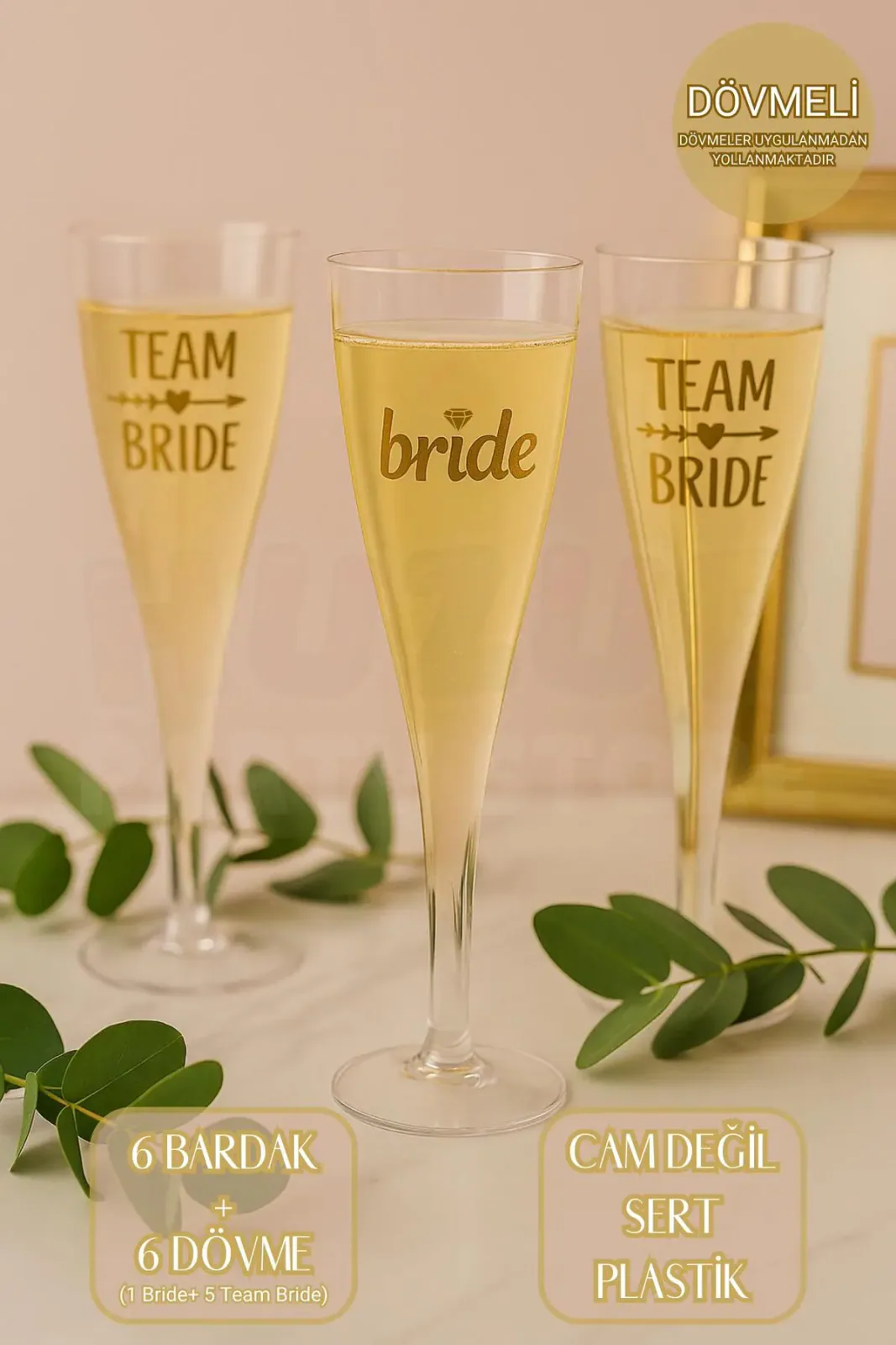 Bride To Be Partisi Kadeh Şampanya Bardağı 6'lı Set