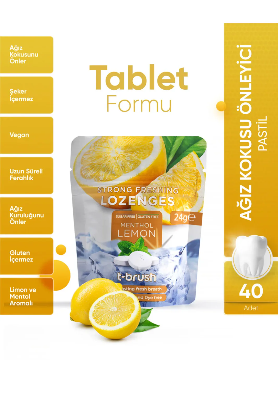 Limon&Nane Aromalı Ferahlatıcı Ağız Tableti