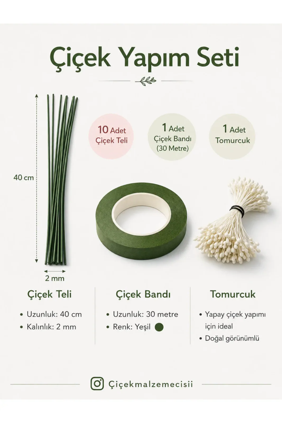 Şönil Yapım Seti 40 cm Tel 1 Pkt Tohum 30 m Çiçek Bandı